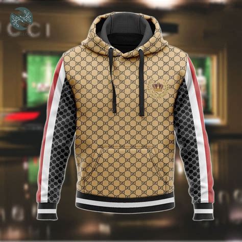 gucci black and gold hoodie|Gucci trim tan hoodie.